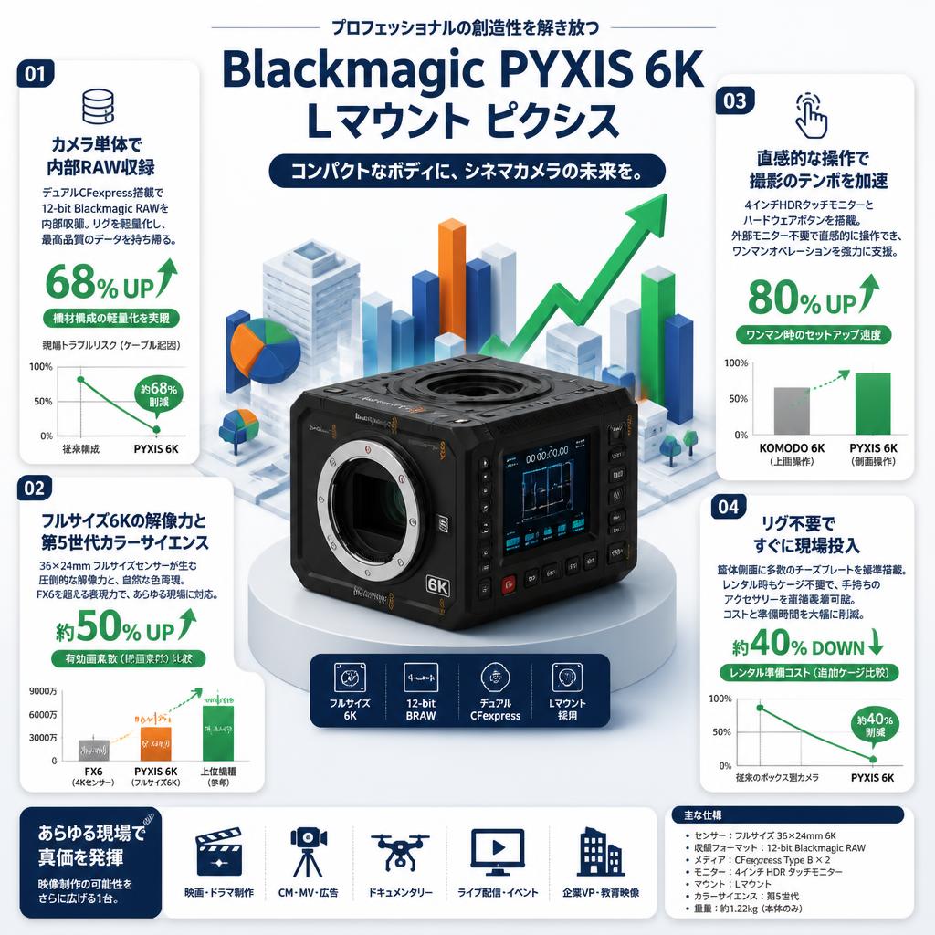 Blackmagic PYXIS 6K / Lマウント ピクシス セールスポイント