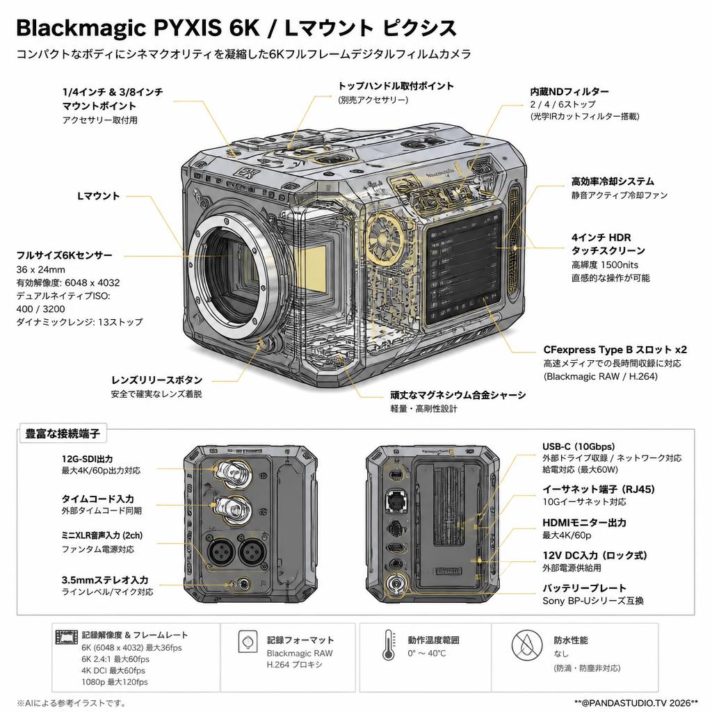Blackmagic PYXIS 6K / Lマウント ピクシス スペック