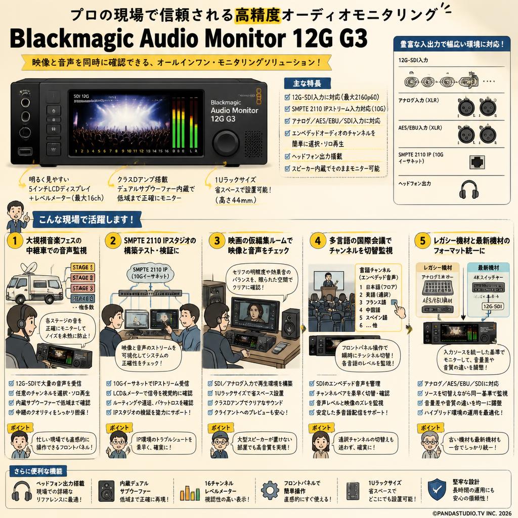 Blackmagic Audio Monitor 12G G3 用途