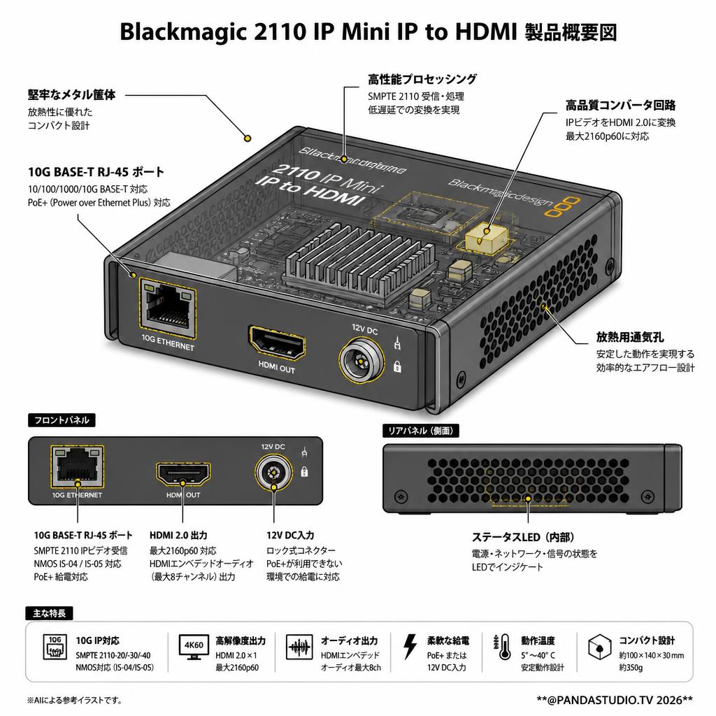 Blackmagic 2110 IP Mini IP to HDMI スペック