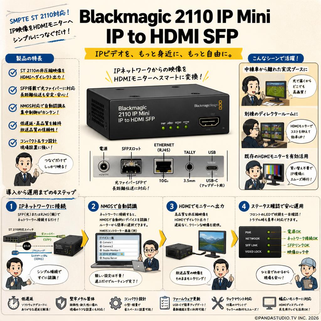 Blackmagic 2110 IP Mini IP to HDMI SFP 概要
