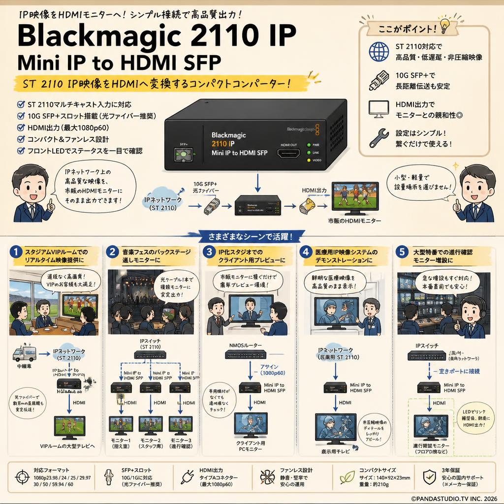Blackmagic 2110 IP Mini IP to HDMI SFP 用途