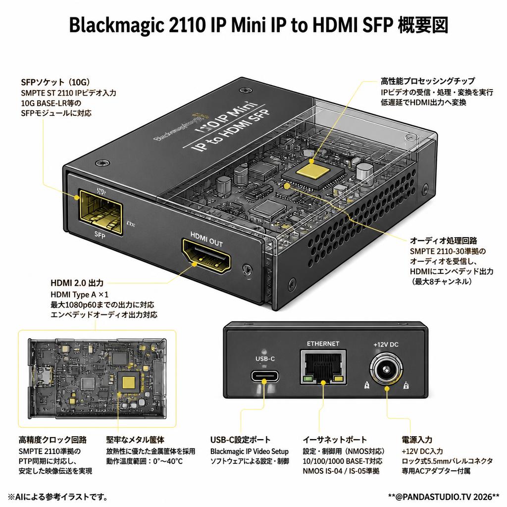 Blackmagic 2110 IP Mini IP to HDMI SFP スペック
