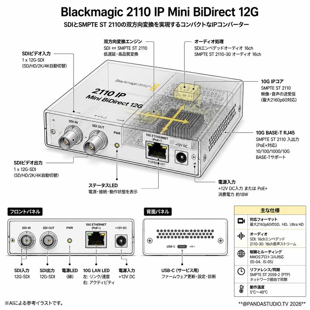 Blackmagic 2110 IP Mini BiDirect 12G スペック