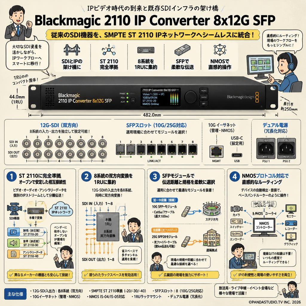Blackmagic 2110 IP Converter 8x12G SFP 概要