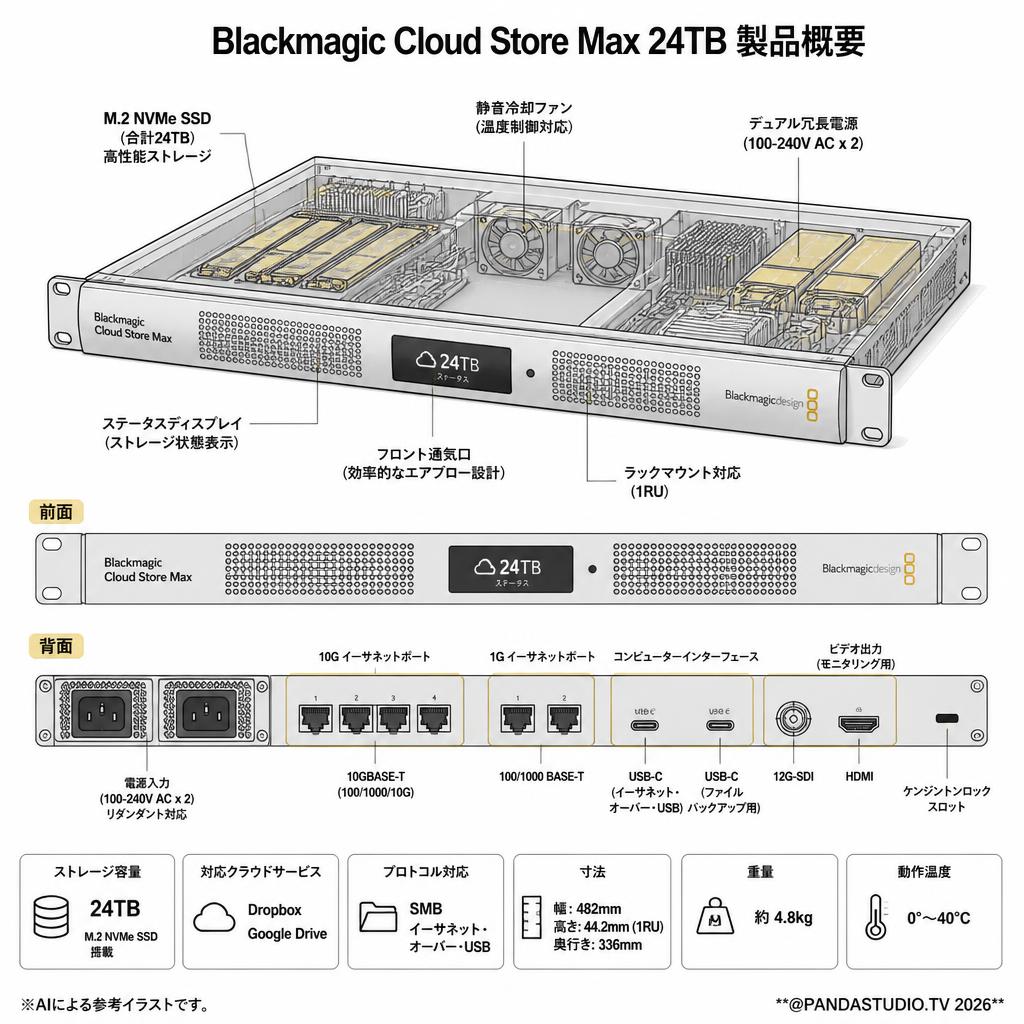 Blackmagic Cloud Store Max 24TB スペック