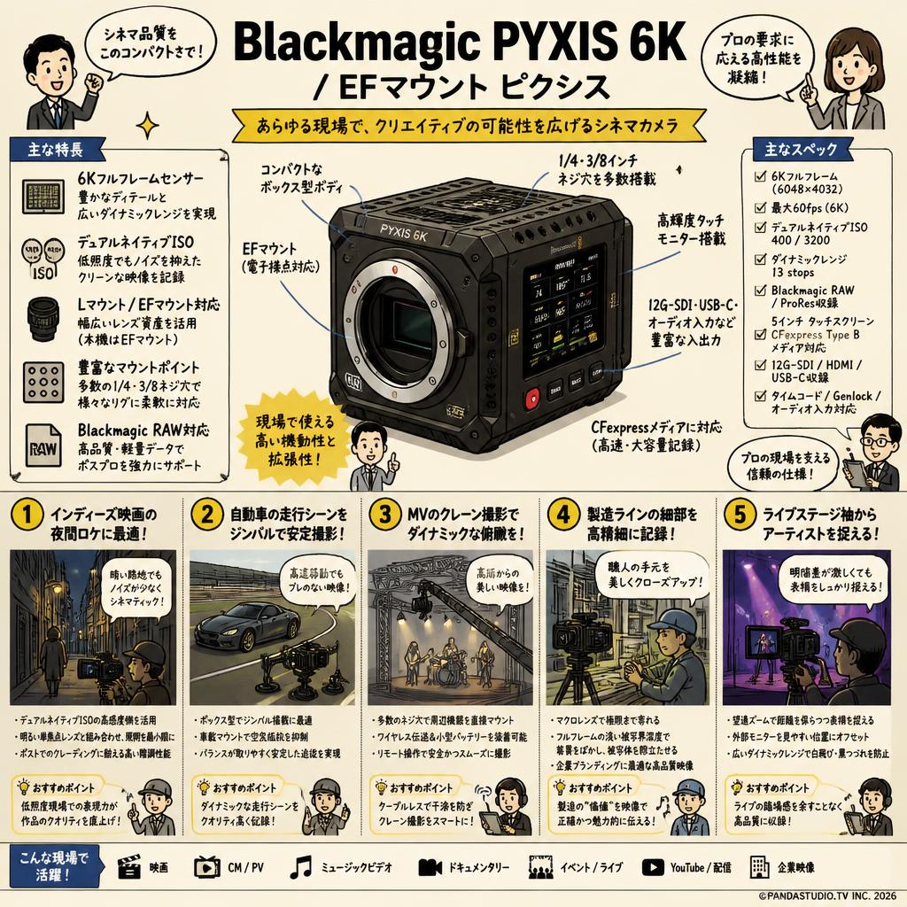 Blackmagic PYXIS 6K / EFマウント ピクシス 用途
