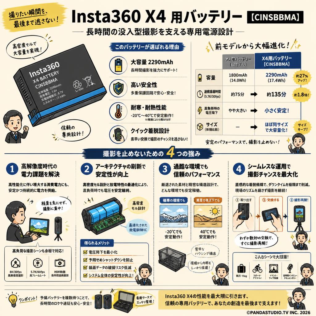 Insta360 X4 用バッテリー【CINSBBMA】 概要