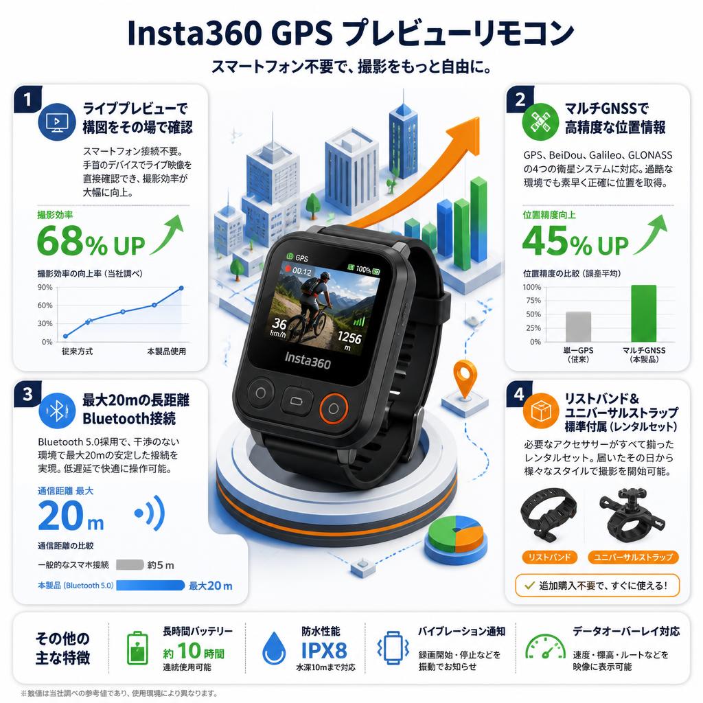 Insta360 GPS プレビューリモコン セールスポイント