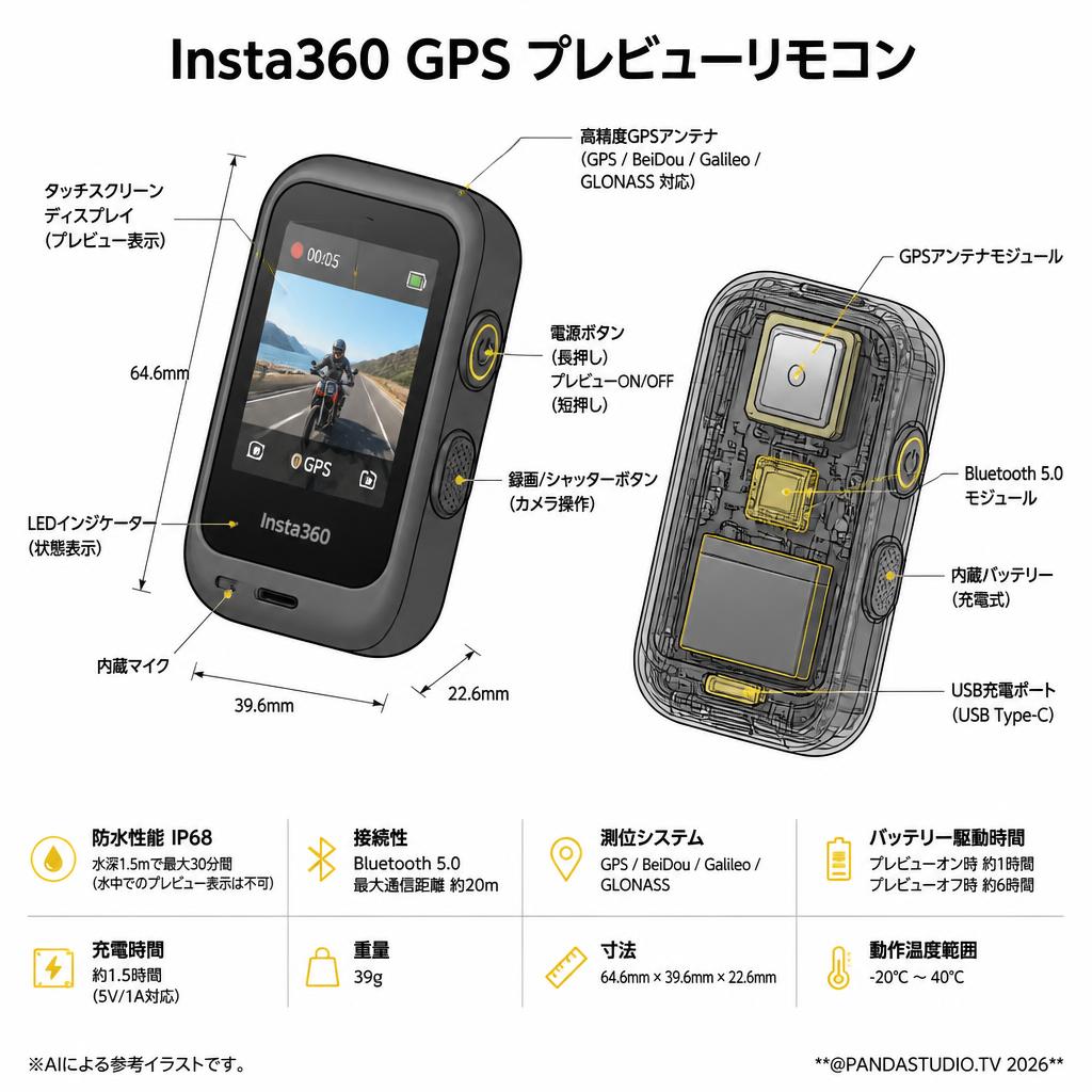 Insta360 GPS プレビューリモコン スペック