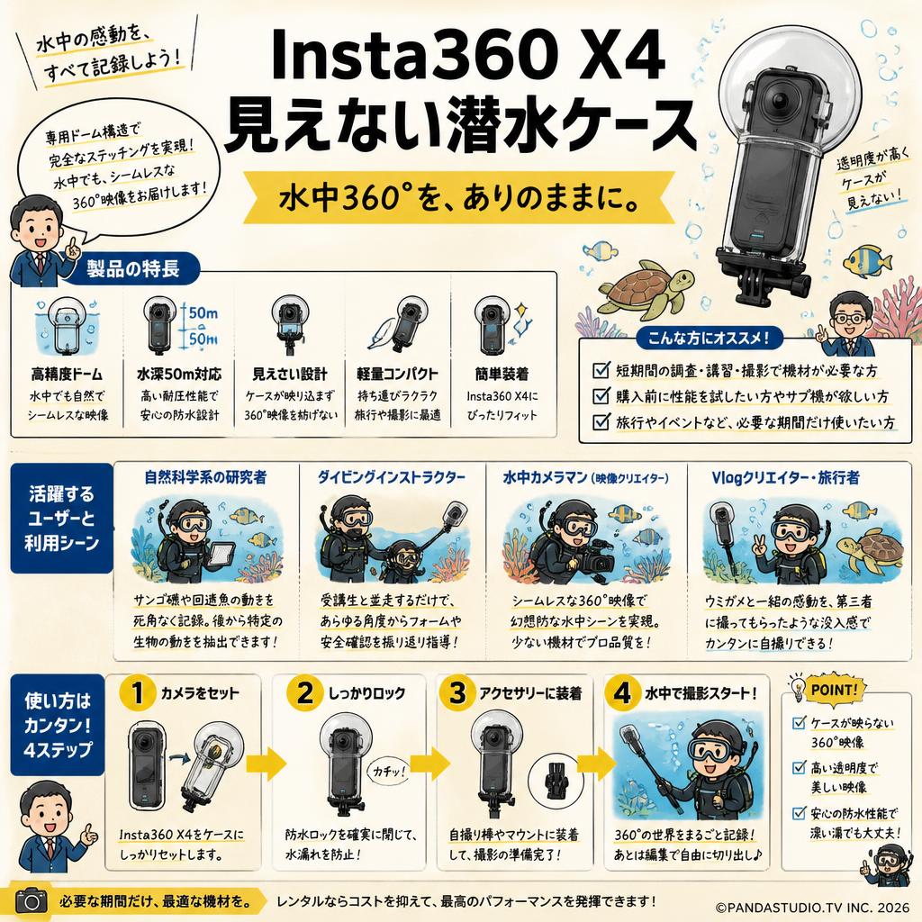 Insta360 X4 見えない潜水ケース おもな対象のお客様
