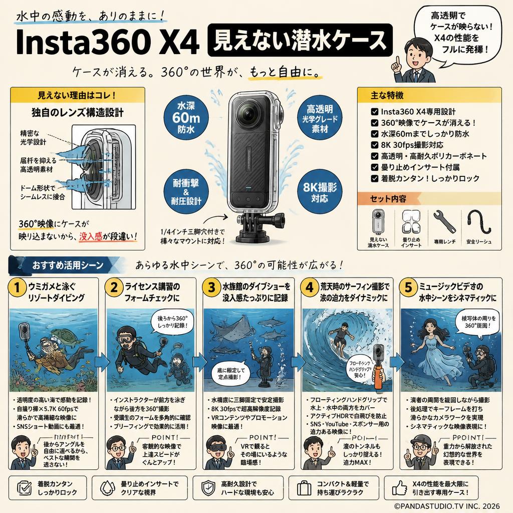 Insta360 X4 見えない潜水ケース 用途