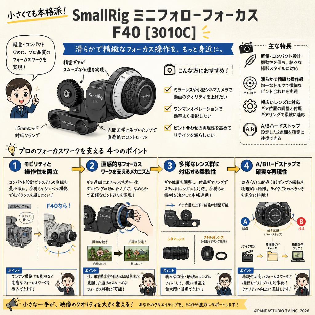 SmallRig ミニフォローフォーカス F40 [3010C] | パンダスタジオ