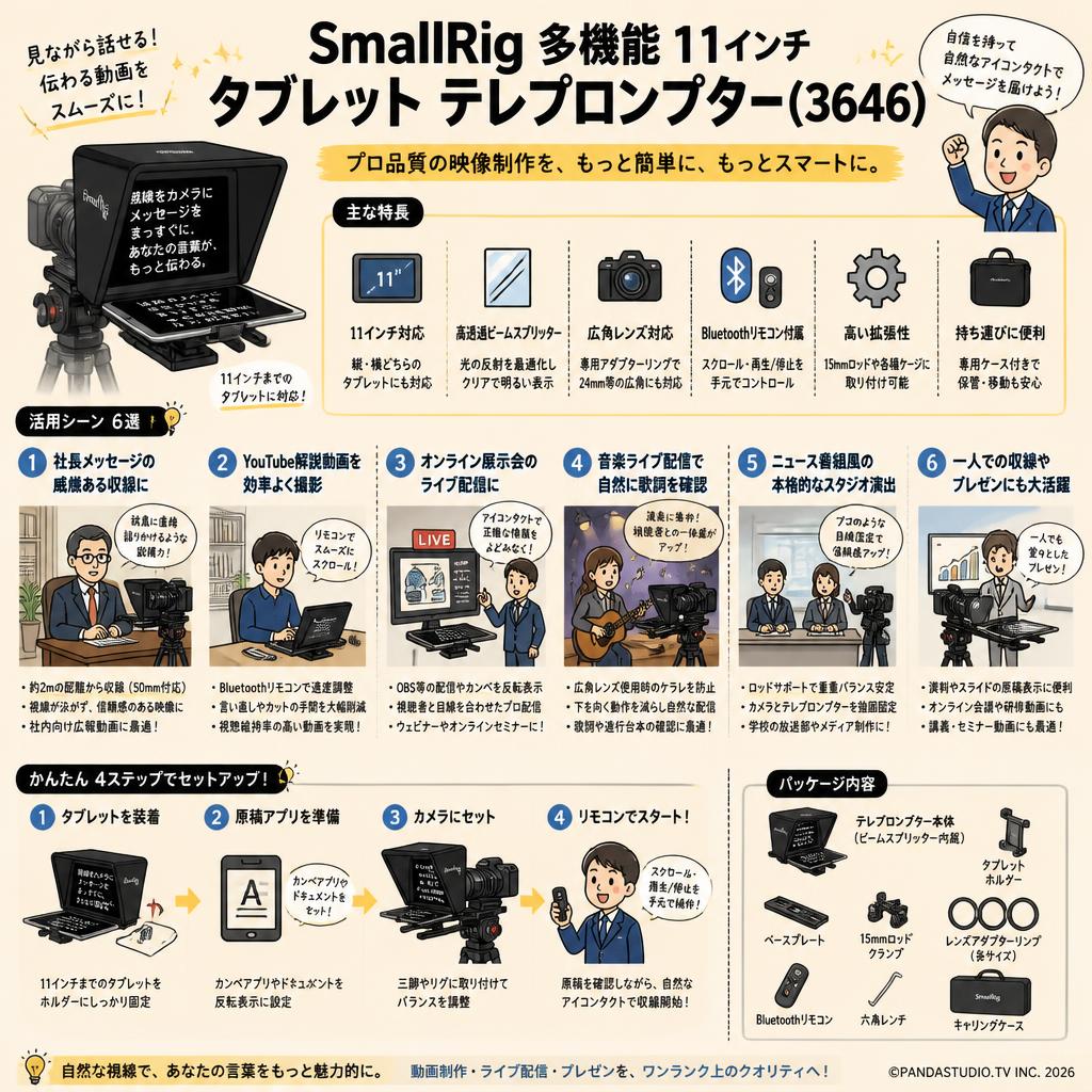 smallRig 多機能11インチ  タブレット  テレプロンプター(3646) 用途