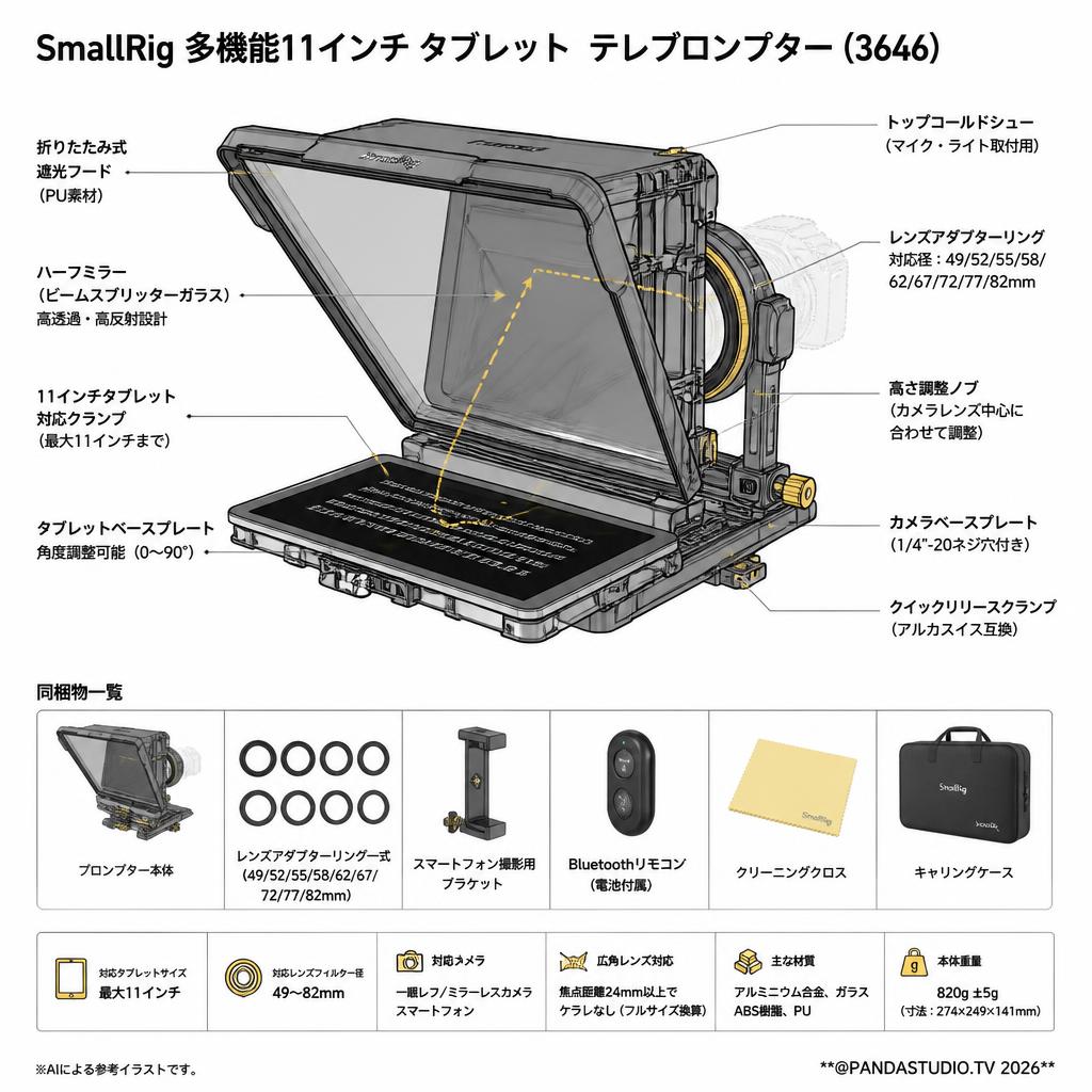smallRig 多機能11インチ  タブレット  テレプロンプター(3646) スペック