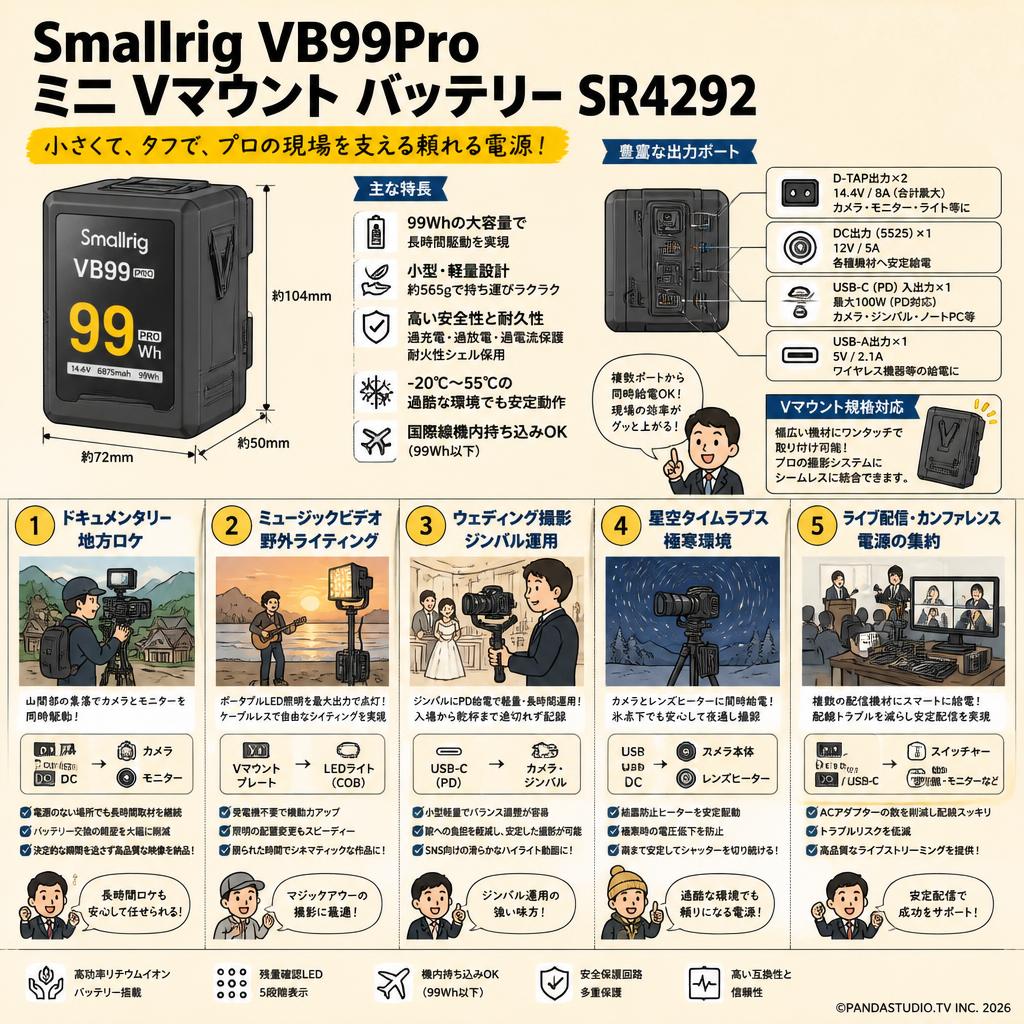 Smallrig VB99Pro  ミニ Vマウント バッテリーSR4292 用途