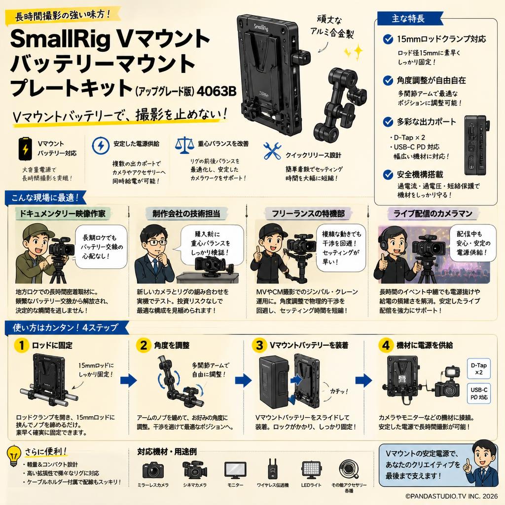 SmallRig V マウント バッテリー マウント プレート キット (アップグレード版) 4063B おもな対象のお客様