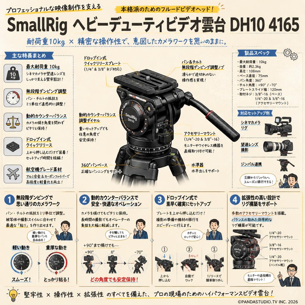 SmallRig ヘビーデューティビデオ雲台 DH10 4165 概要
