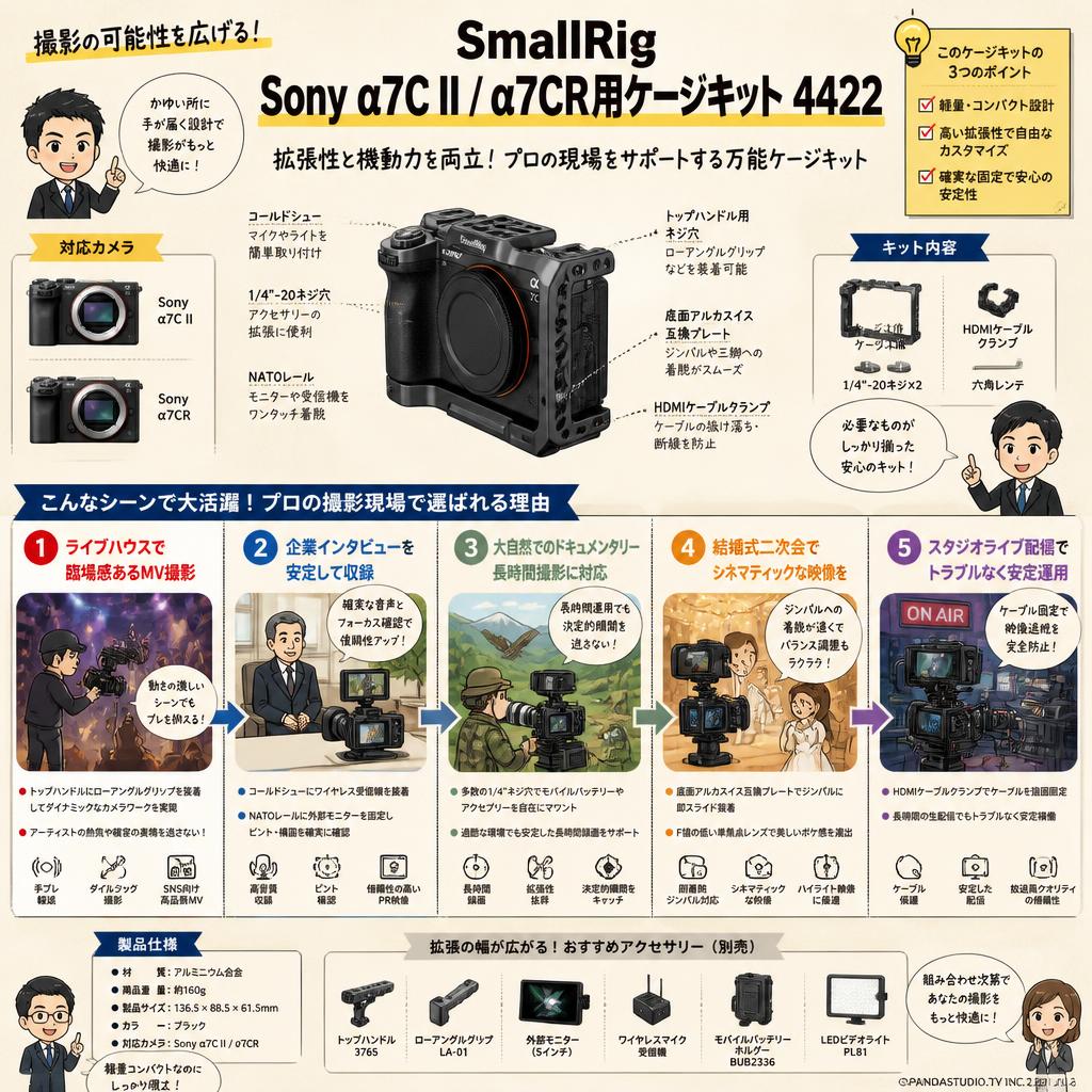 SmallRig Sony α7 C II / α7 CR用ケージキット 4422 用途