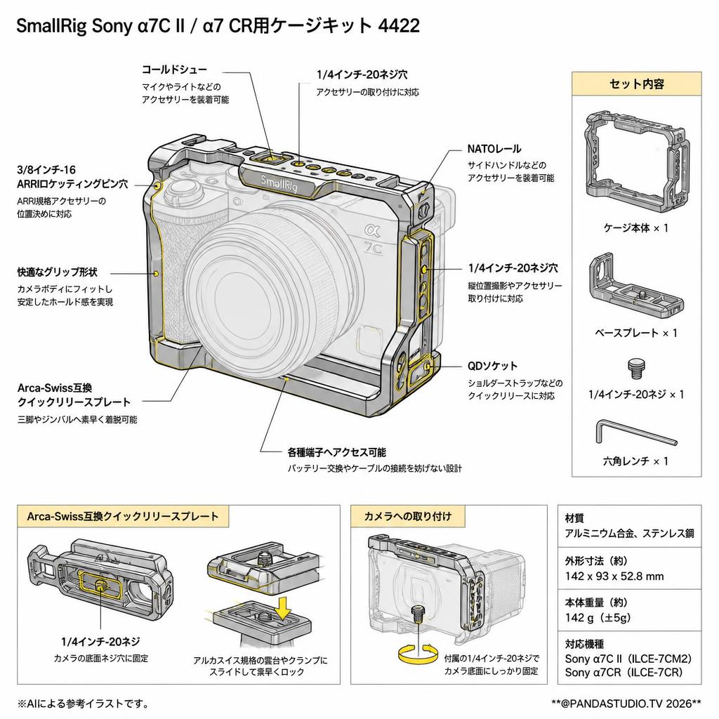 SmallRig Sony α7 C II / α7 CR用ケージキット 4422 スペック
