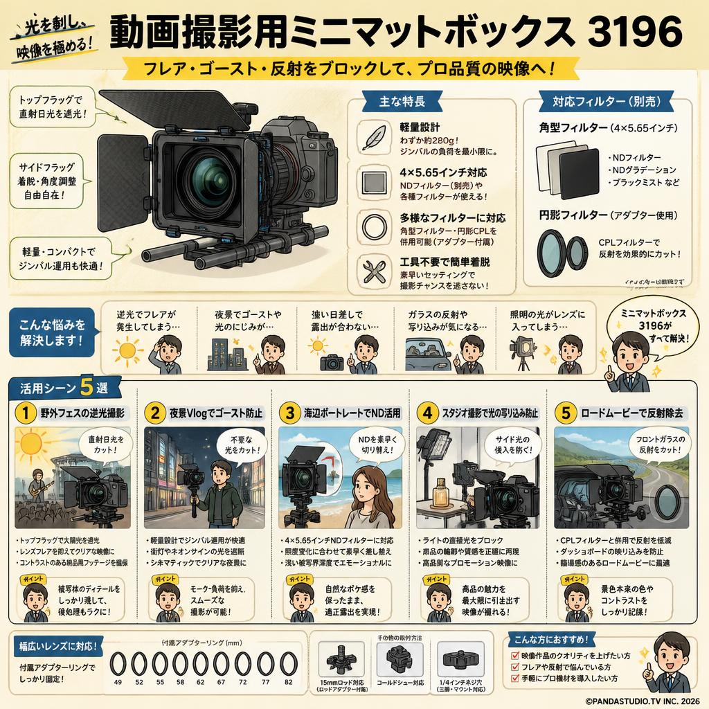 動画撮影用ミニマットボックス 3196 用途