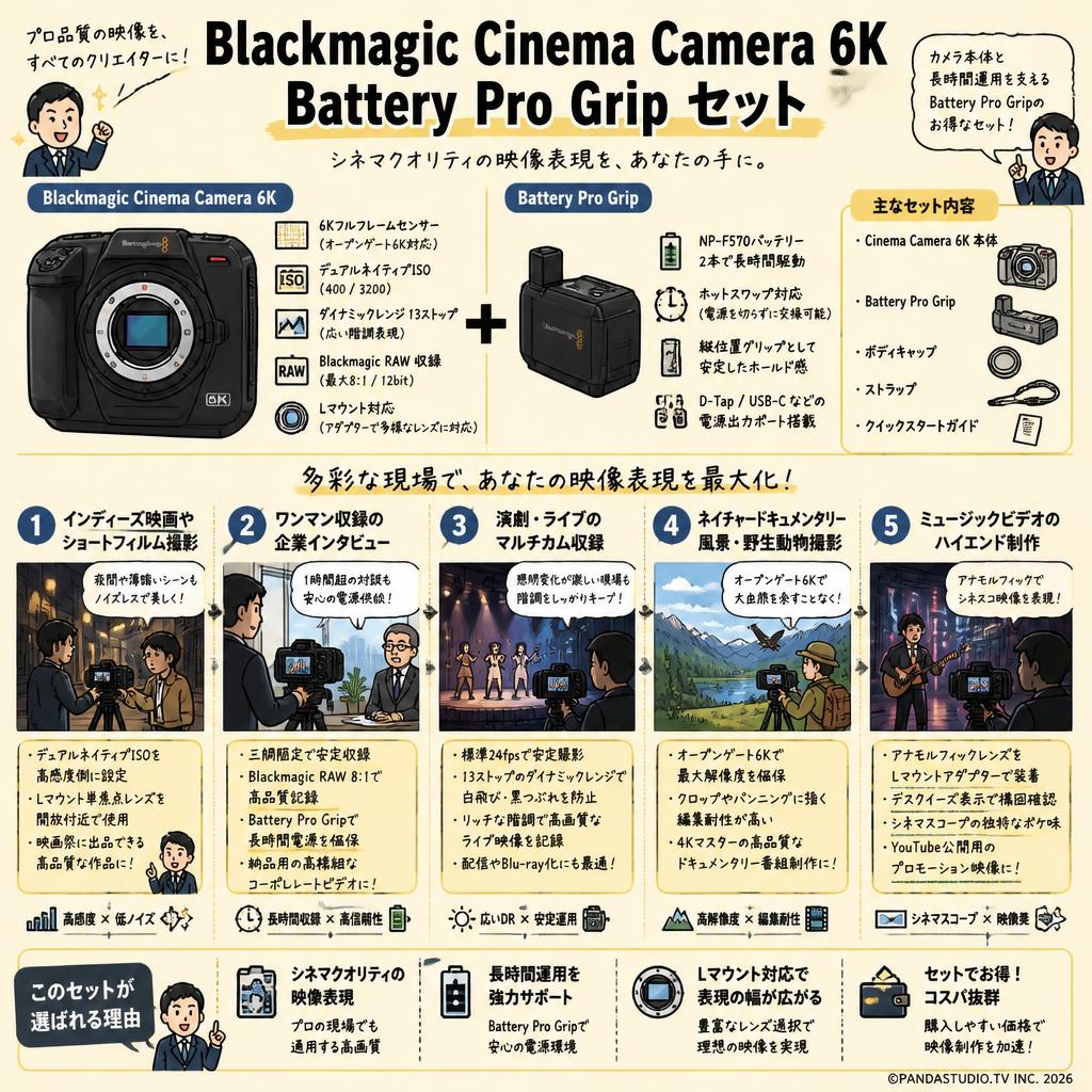 Blackmagic  Cinema Camera 6K ／ Battery Pro Grip セット