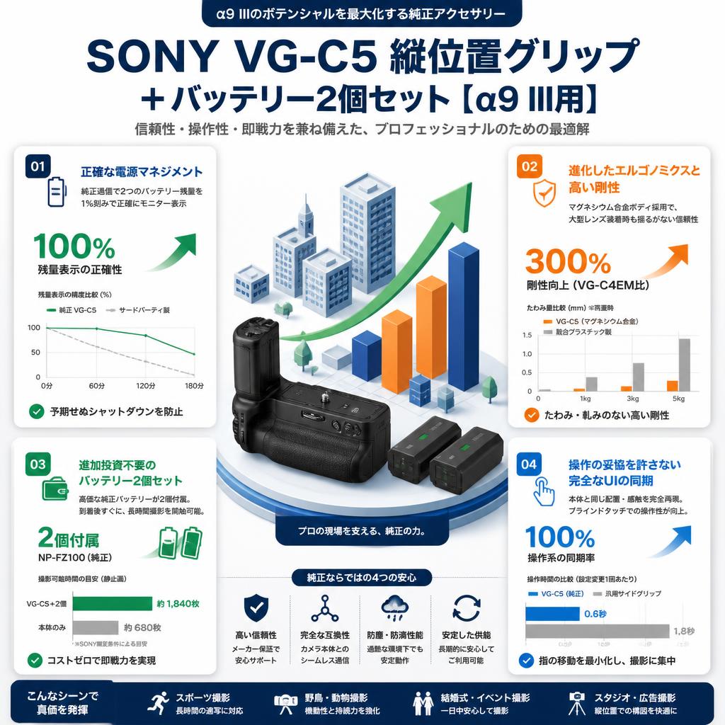 SONY VG-C5 縦位置グリップ ＋バッテリー2個セット【α9 III用】 セールスポイント