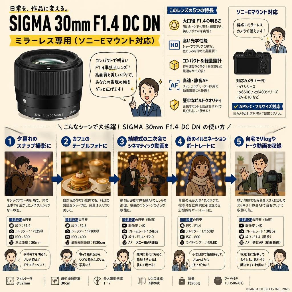 SIGMA 30mm F1.4 DC DN ミラーレス専用 （ソニーEマウント対応） 用途