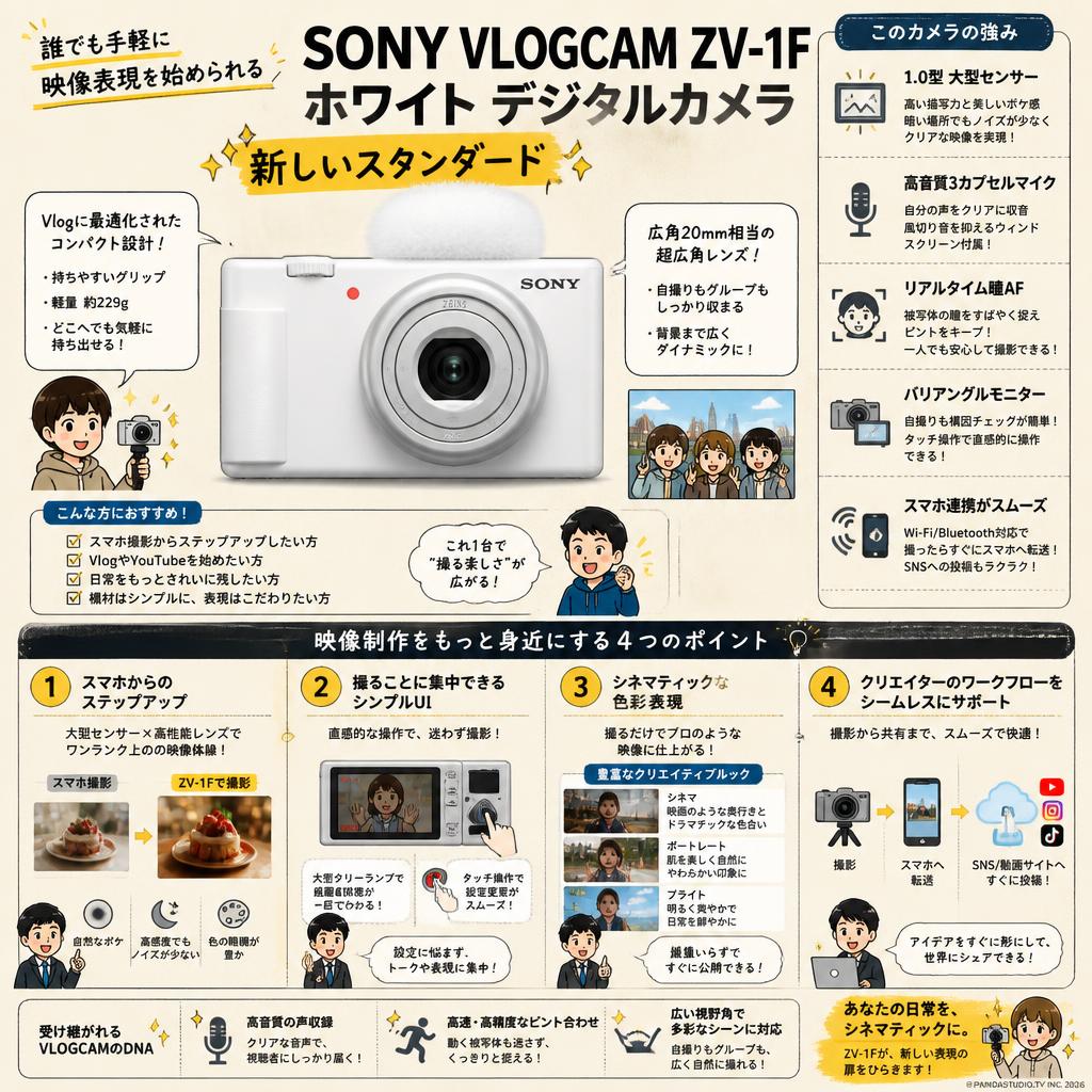 SONY VLOGCAM ZV-1F ホワイト デジタルカメラ 概要