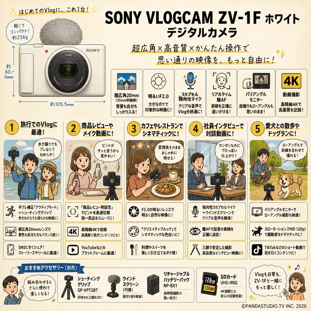 SONY VLOGCAM ZV-1F ホワイト デジタルカメラ 用途