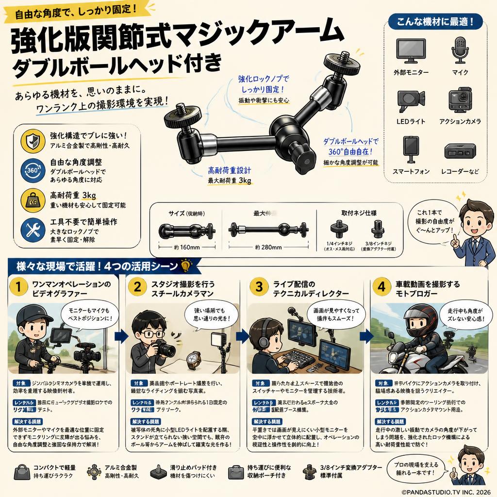 強化版関節式マジックアーム ダブルボールヘッド付き おもな対象のお客様