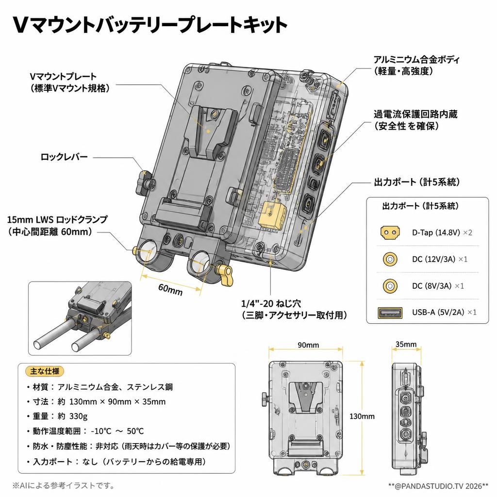 Vマウントバッテリープレートキット スペック