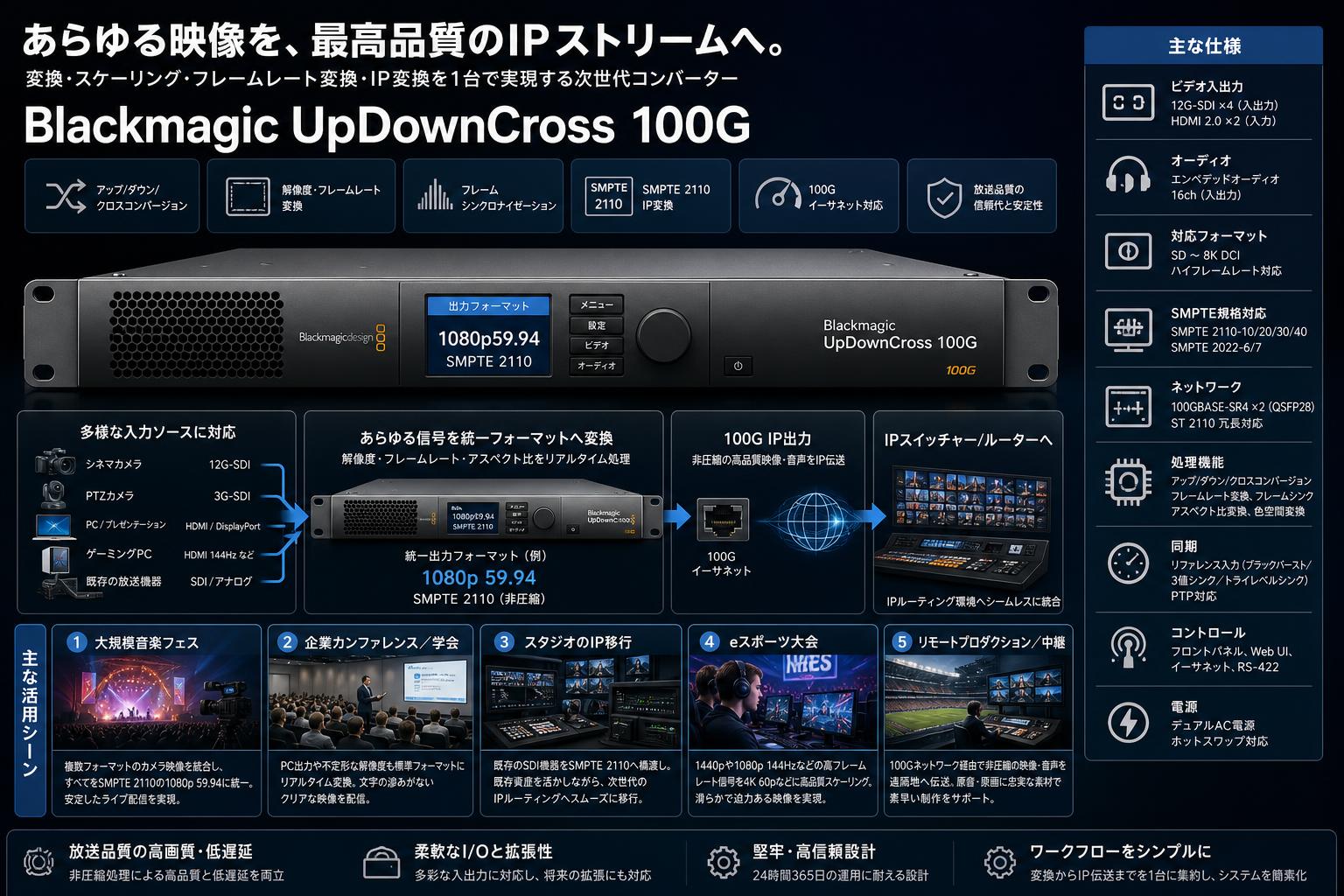 Blackmagic UpDownCross 100G 用途