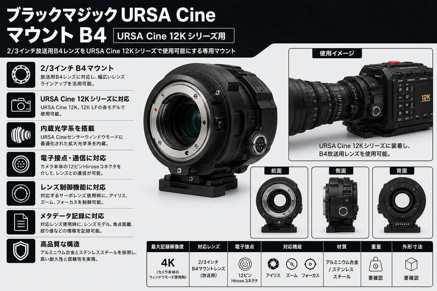 Blackmagic URSA Cine Mount B4 スペック