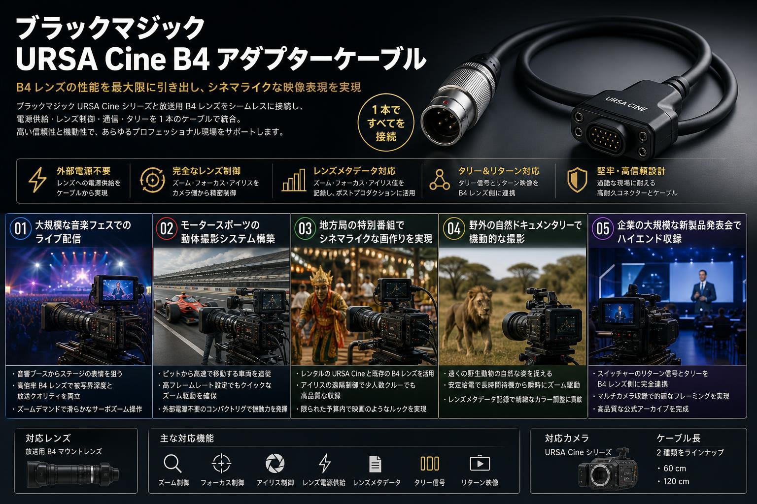 Blackmagic URSA Cine B4 Adapter Cable 用途