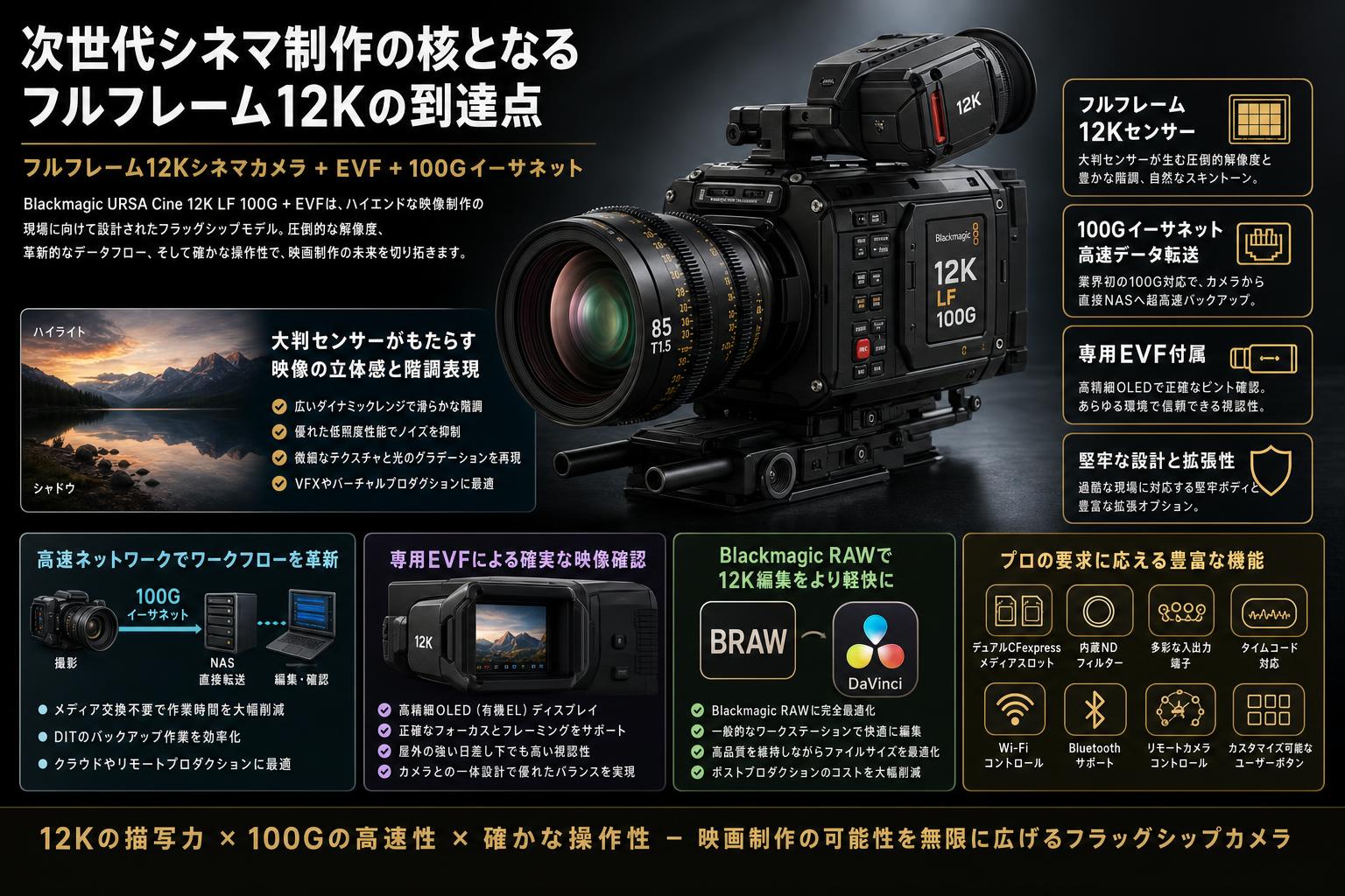 Blackmagic URSA Cine 12K LF 100G + EVF 概要