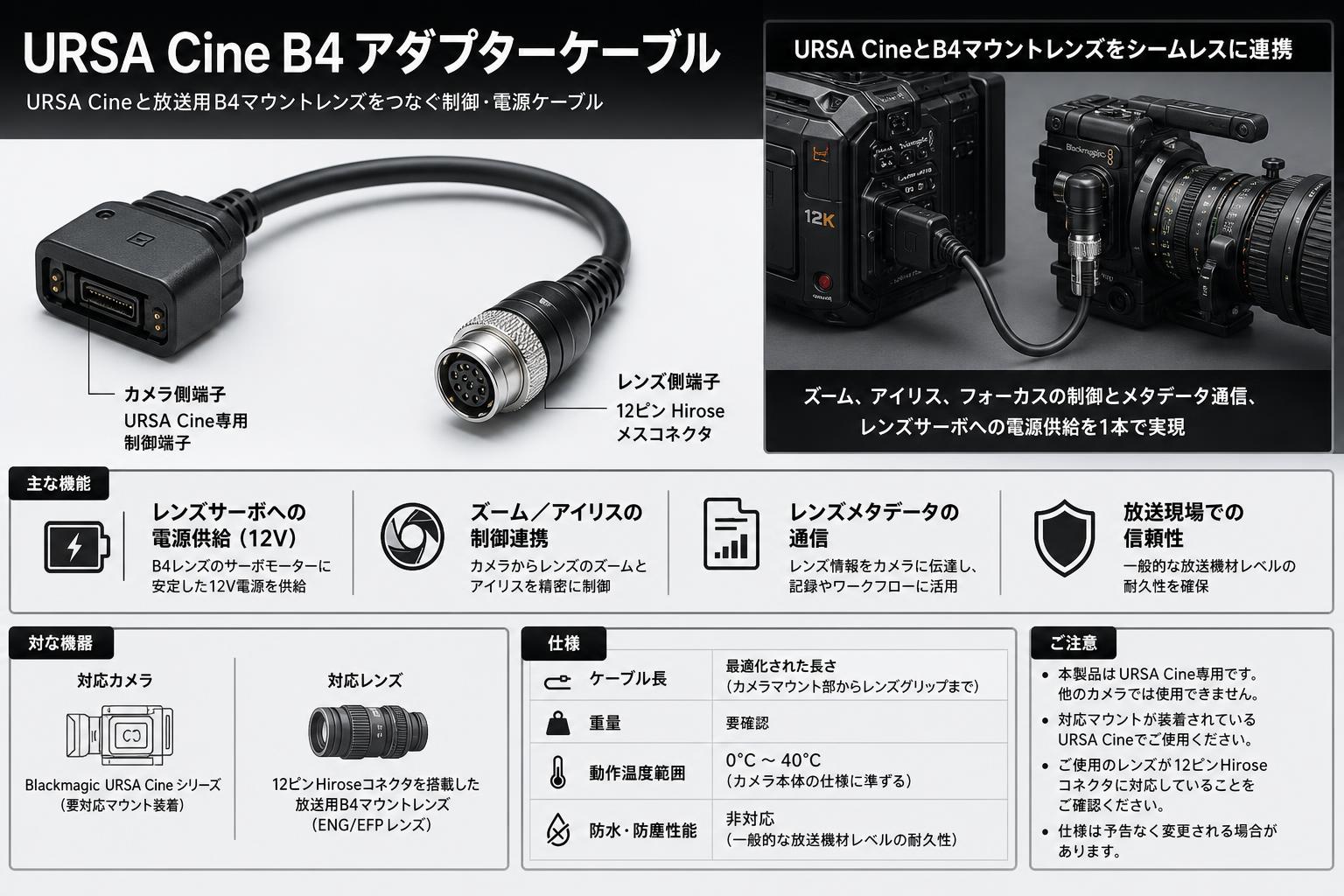Blackmagic URSA Cine B4 Adapter Cable スペック