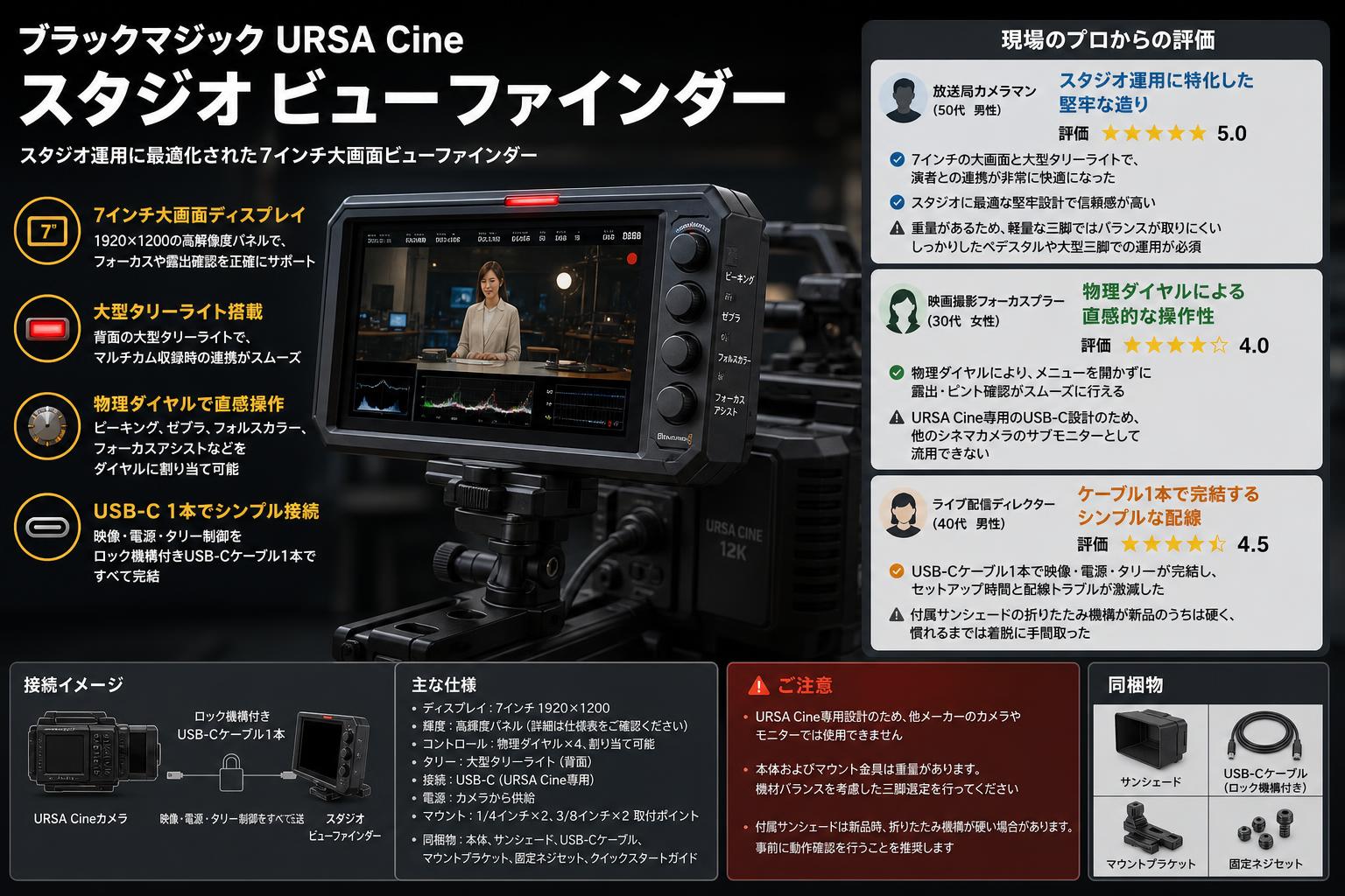 Blackmagic URSA Cine Studio Viewfinder インターネット上のお客様の声（評判）