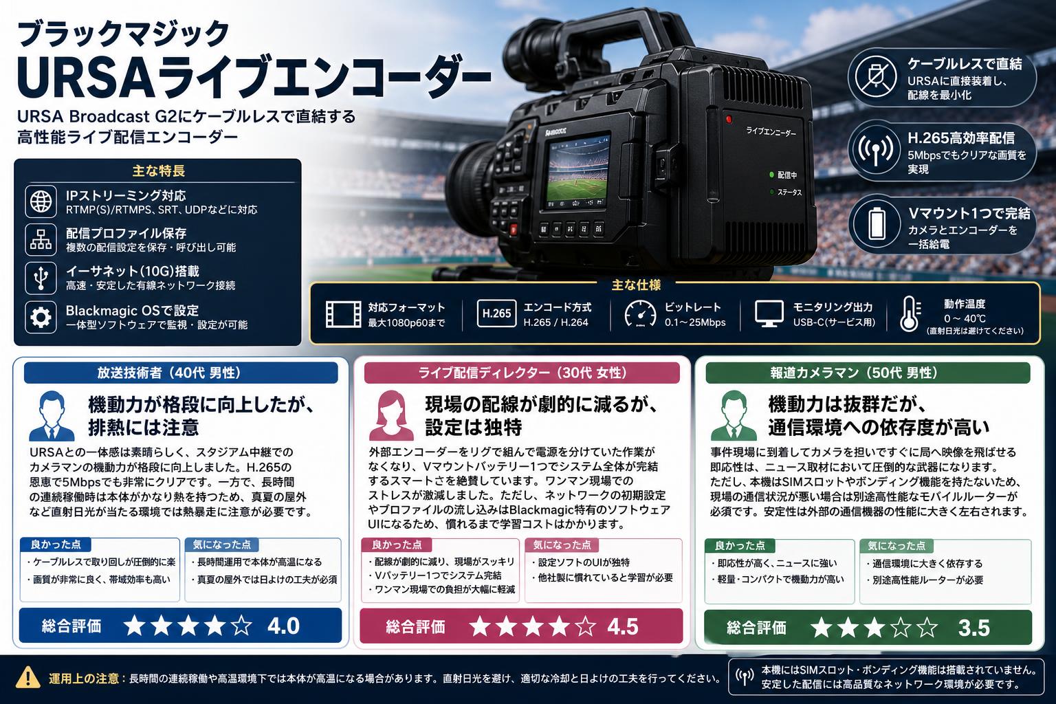 Blackmagic URSA Live Encoder インターネット上のお客様の声（評判）