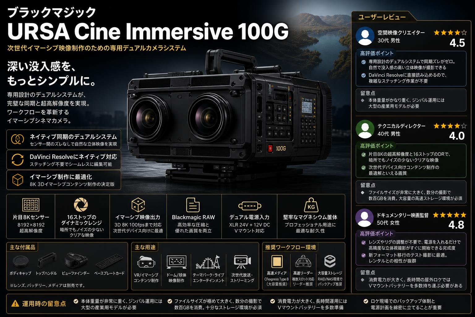 Blackmagic URSA Cine Immersive 100G インターネット上のお客様の声（評判）