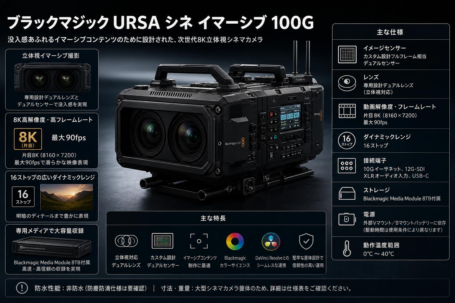 Blackmagic URSA Cine Immersive 100G スペック