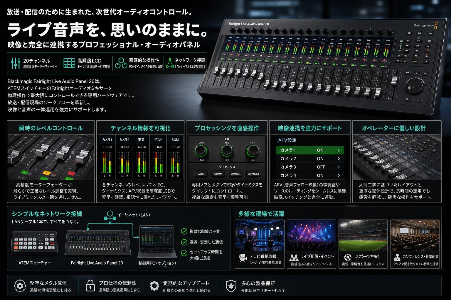 Blackmagic Fairlight Live Audio Panel 20 概要