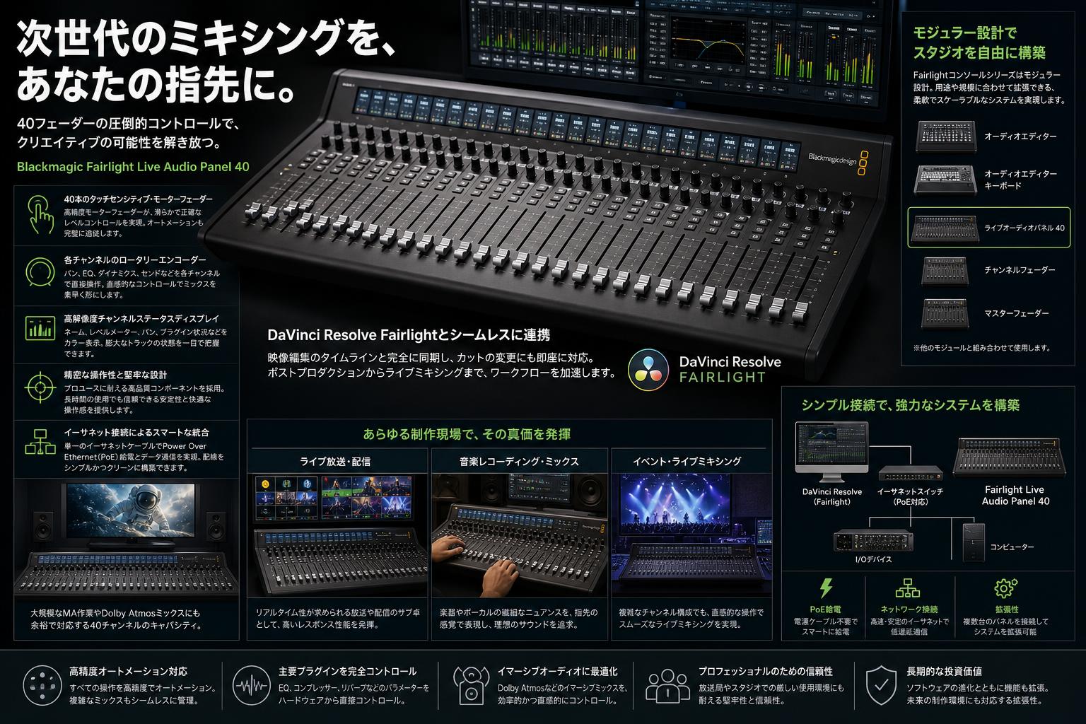Blackmagic Fairlight Live Audio Panel 40 概要