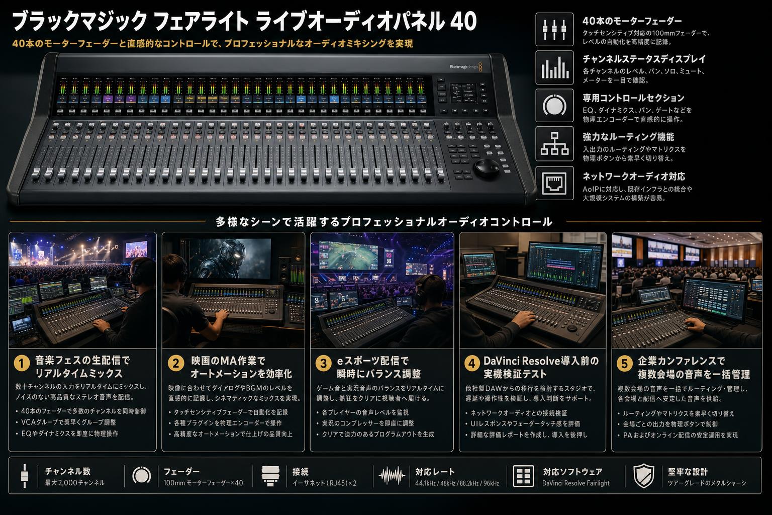 Blackmagic Fairlight Live Audio Panel 40 用途