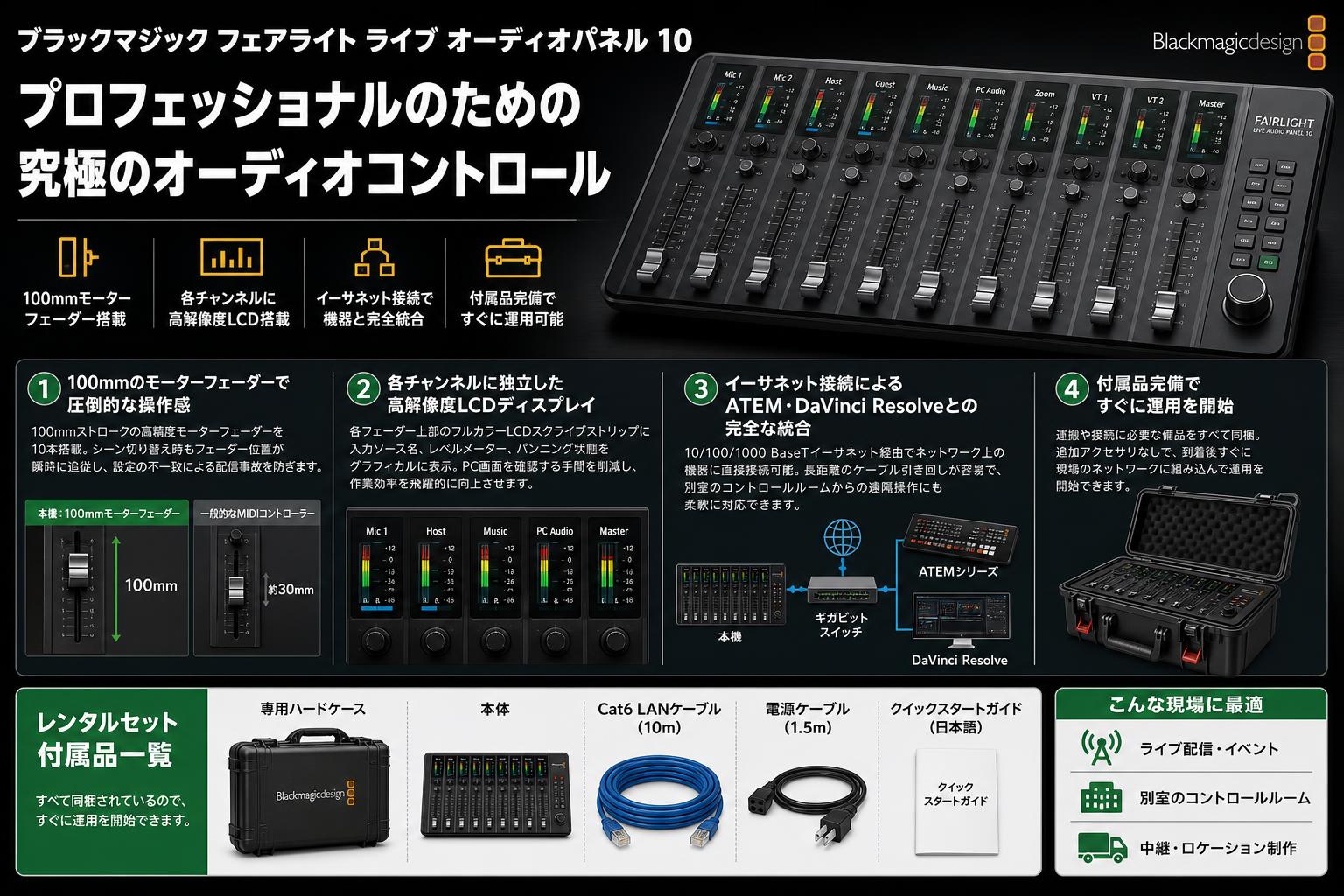 Blackmagic Fairlight Live Audio Panel 10 セールスポイント