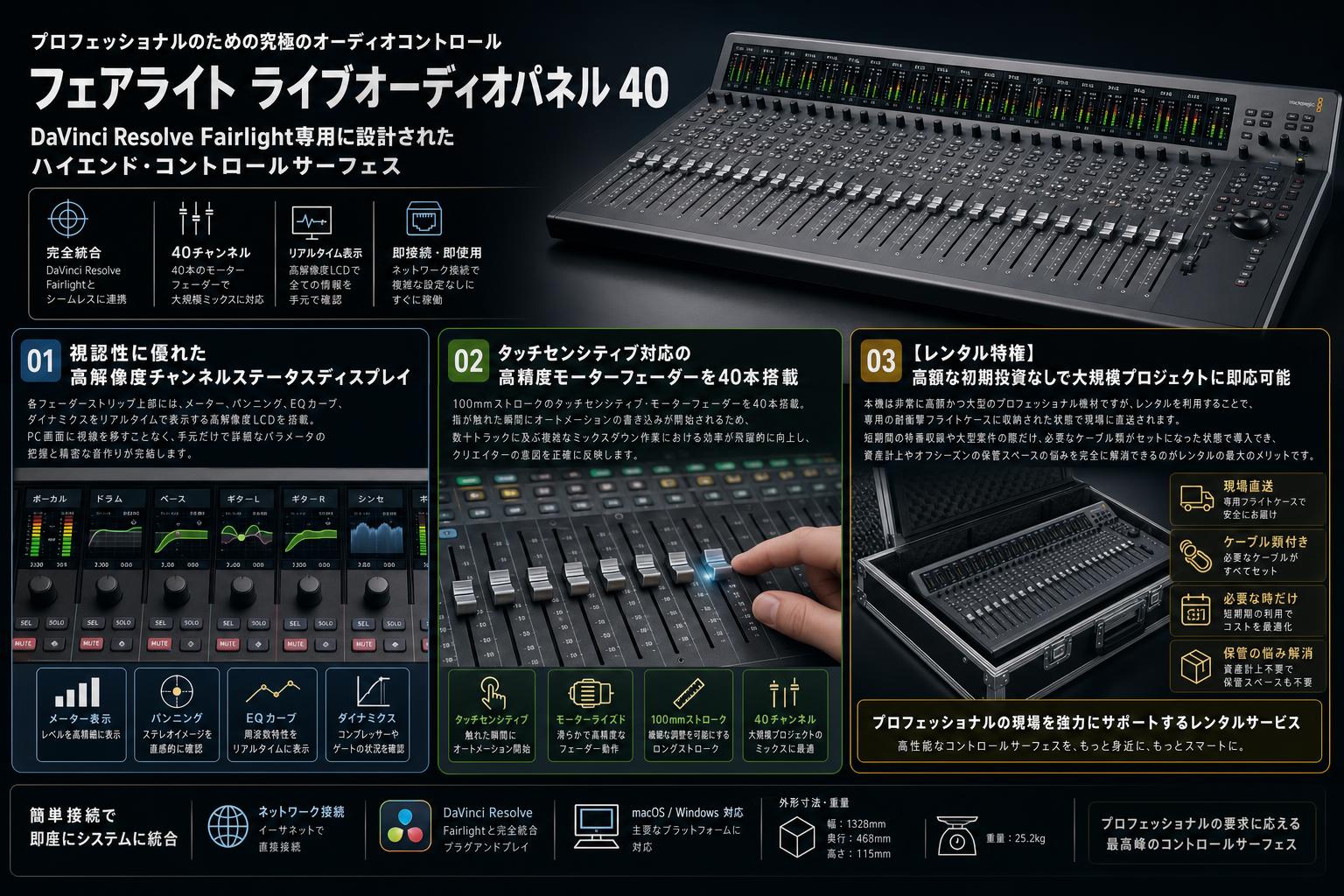 Blackmagic Fairlight Live Audio Panel 40 セールスポイント
