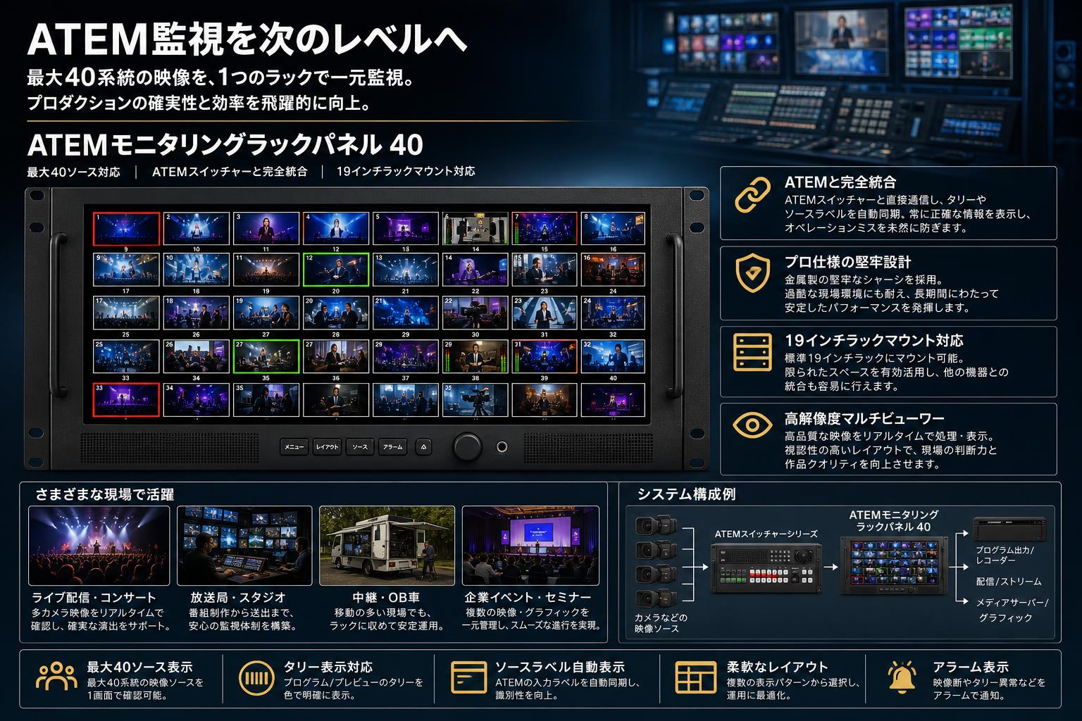 BlackmagicDesign ATEM Monitoring Rack Panel 40 概要