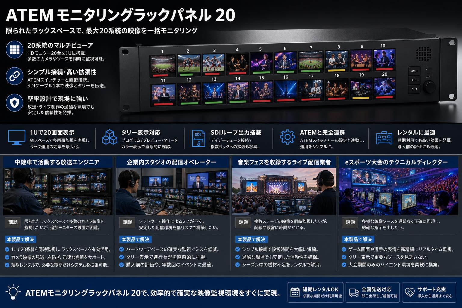 BlackmagicDesign ATEM Monitoring Rack Panel 20 おもな対象のお客様