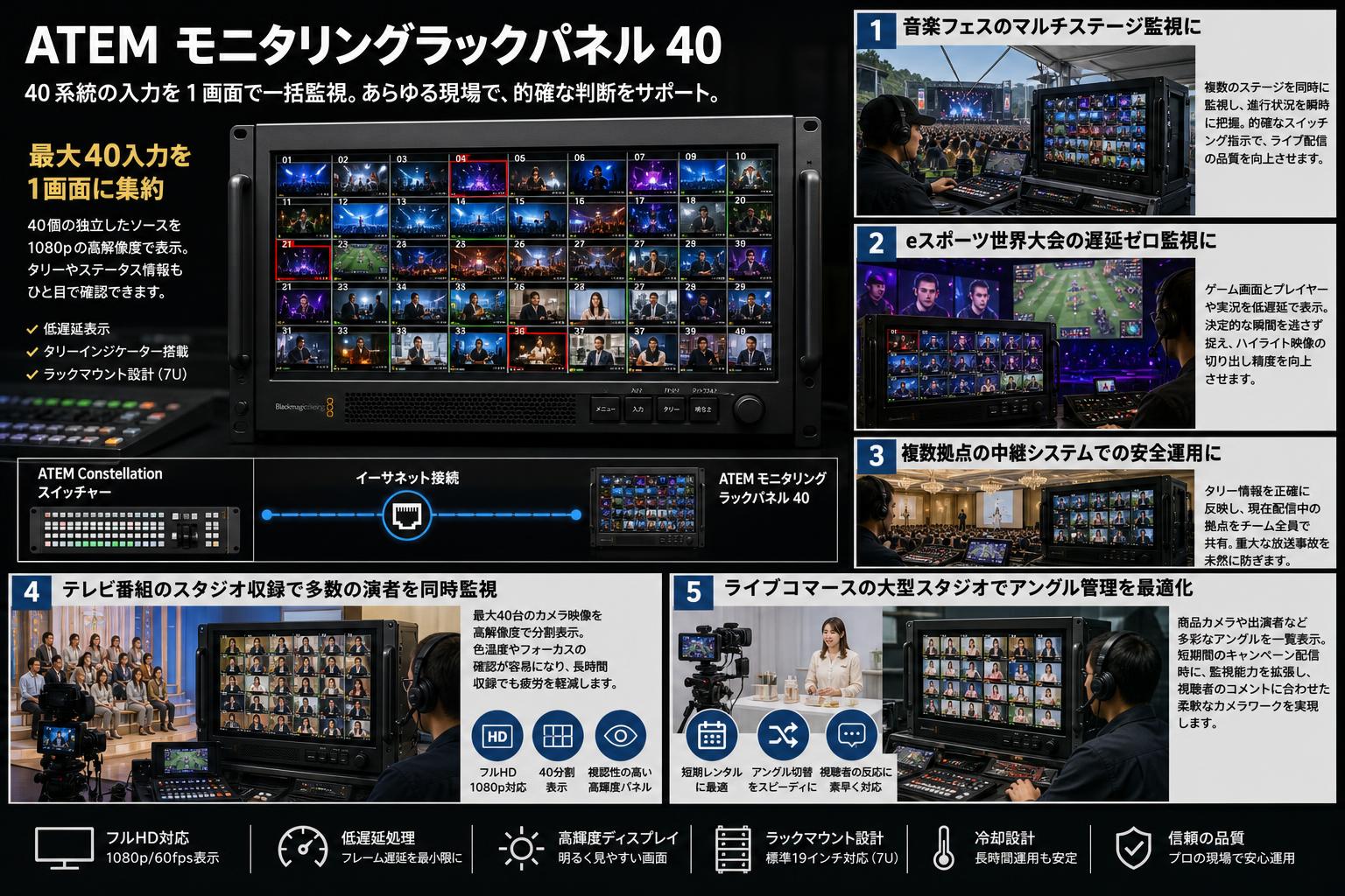 BlackmagicDesign ATEM Monitoring Rack Panel 40 用途