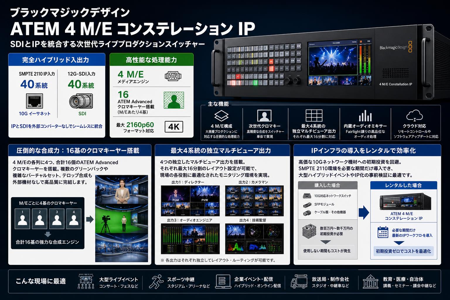 Blackmagic Design ATEM 4 M/E Constellation IP セールスポイント